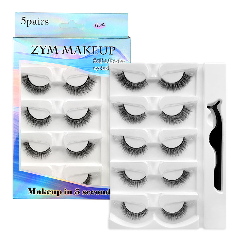 Women Accessories Clearance - 5 Pairs Glue-free Self-adhesive Eyelashes 3D