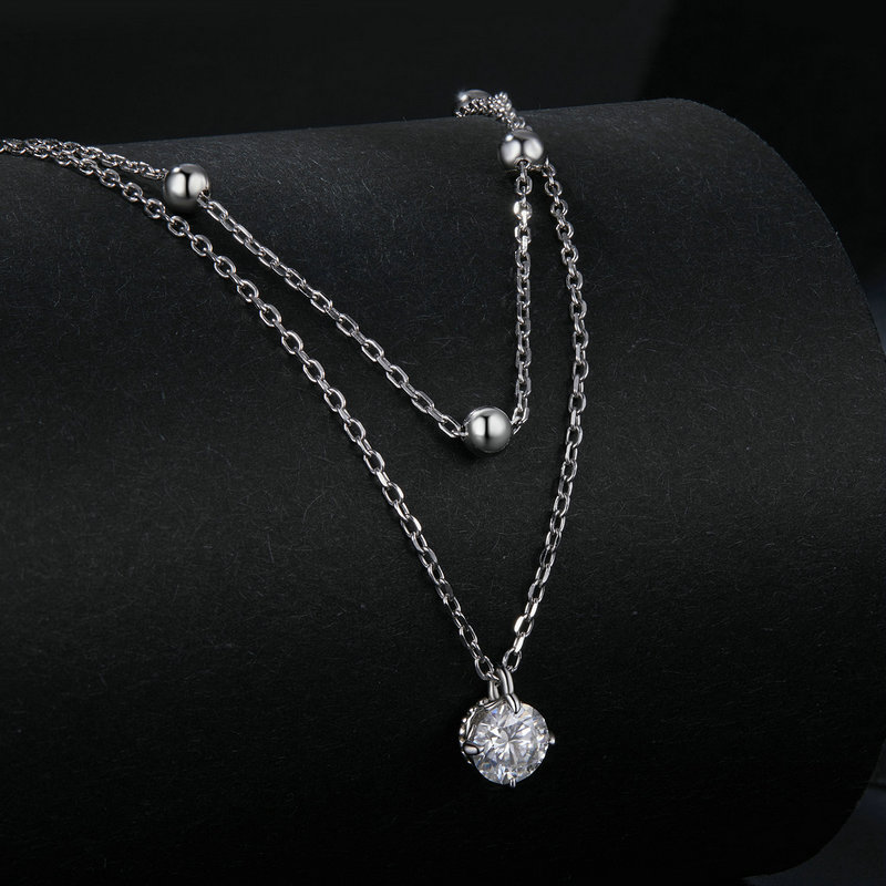 Layered Necklace Set - Bamoer U 0.5CT Moissanite Necklace 925
