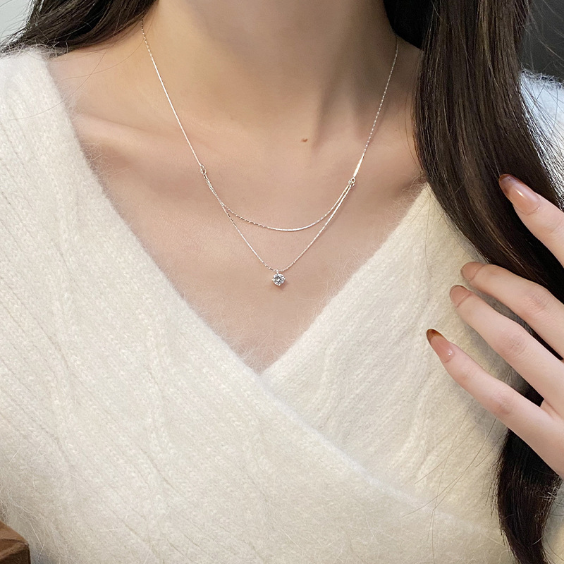 925 Sterling Silver Four Claw  - đánh giá và giá Layered Necklace Set